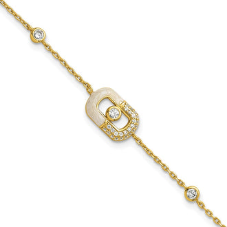Buy Exclusive 7-Inch Sterling Silver Gold-Tone CZ Bracelet with Enamel & Extension