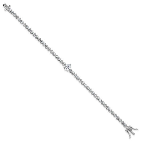 Polished Round & Pear Teardrop CZ Bracelet - 7.25"