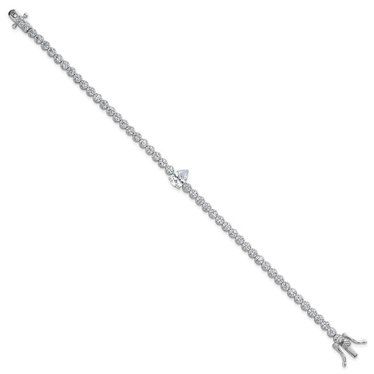 Shop Exclusive Polished Round & Pear Teardrop CZ Bracelet - 7.25", Stylish Value