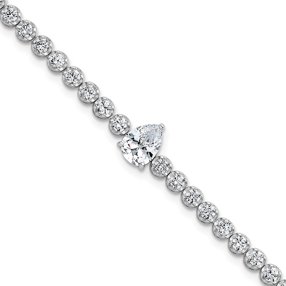 Shop Exclusive Polished Round & Pear Teardrop CZ Bracelet - 7.25", Stylish Value