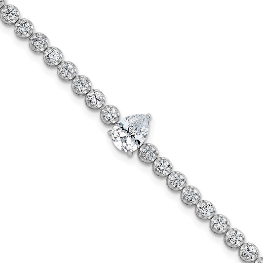 Shop Exclusive Polished Round & Pear Teardrop CZ Bracelet - 7.25", Stylish Value