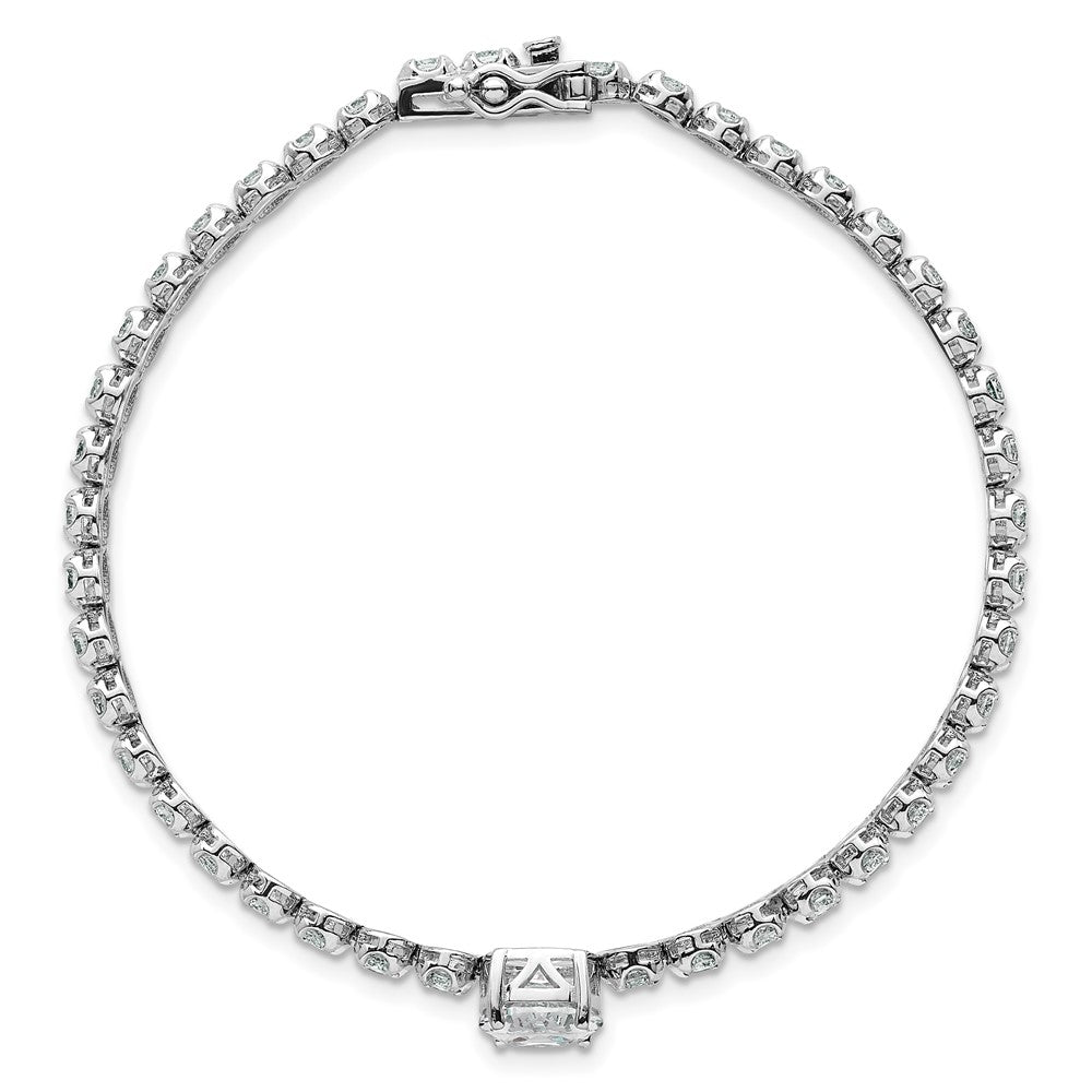 High-Quality Polished CZ Bracelet - 7.25" Rhodium-Plated Silver, Stylish Value