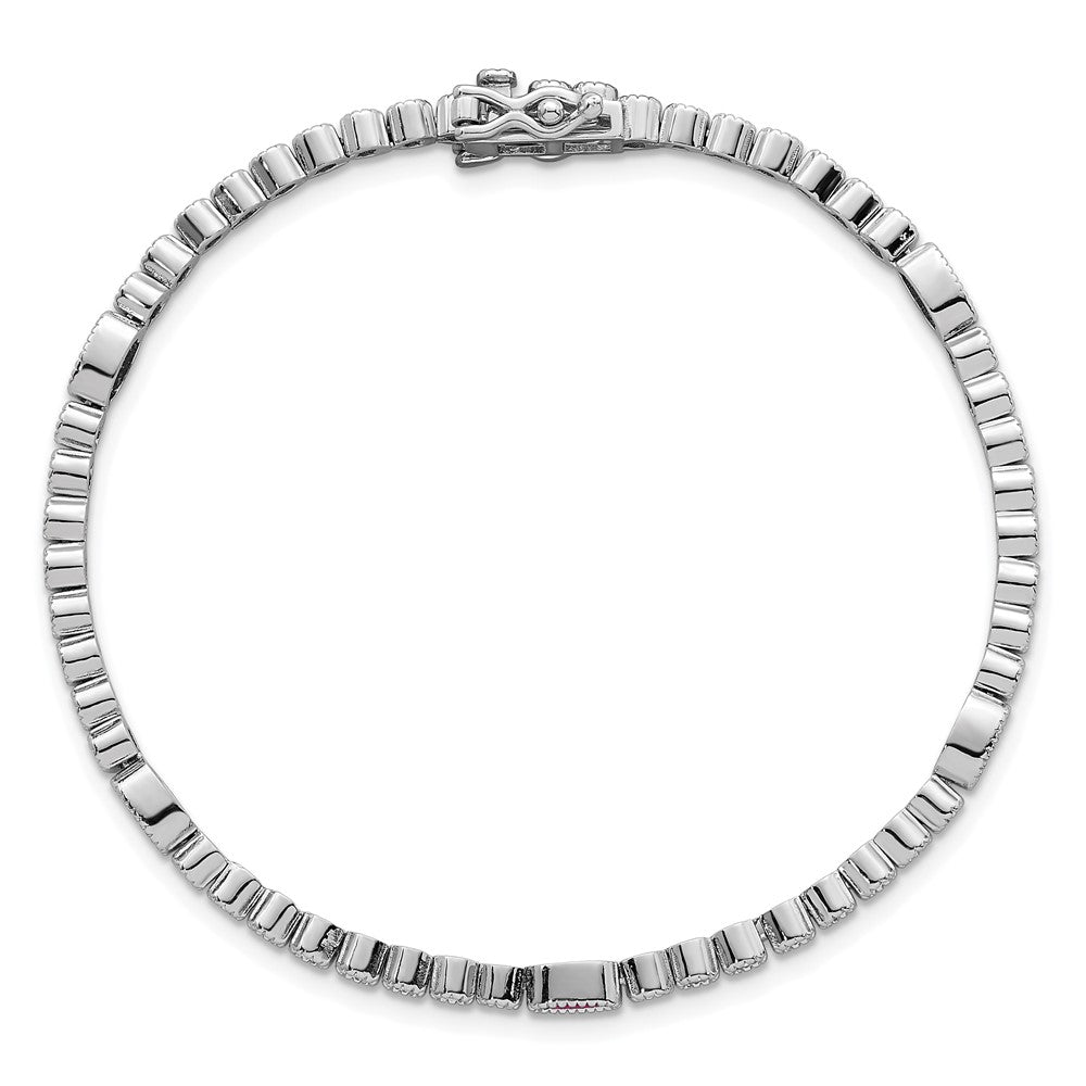 High-quality Polished Sterling Silver Bracelet - 7" Fancy Oval, CZ Style