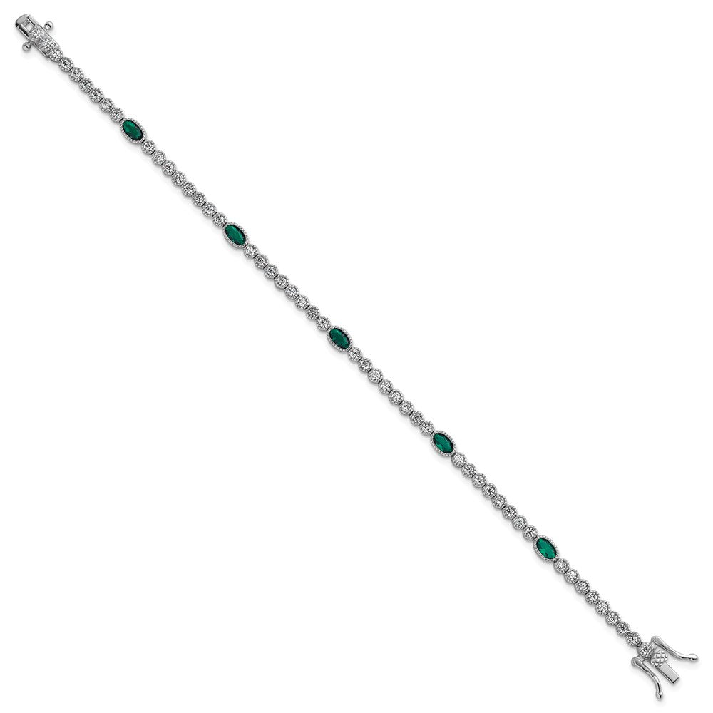 Shop Polished Sterling Silver Rhodium-Plated Bracelet - Stylish 7" with CZ