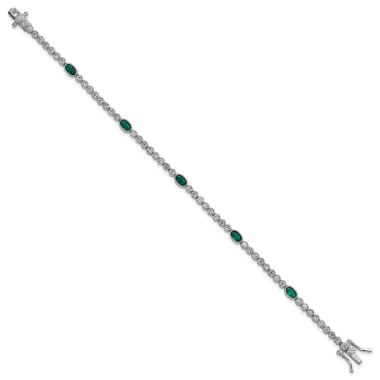 Shop Polished Sterling Silver Rhodium-Plated Bracelet - Stylish 7" with CZ