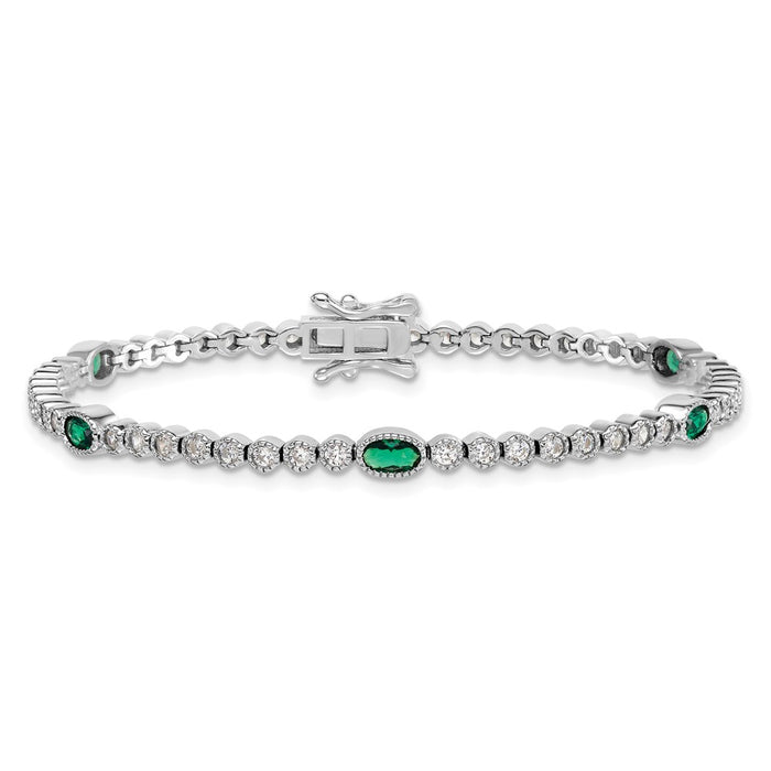 Shop Polished Sterling Silver Rhodium-Plated Bracelet - Stylish 7" with CZ-3