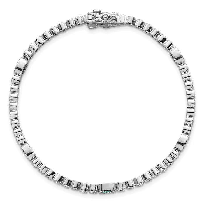 Shop Polished Sterling Silver Rhodium-Plated Bracelet - Stylish 7" with CZ-4