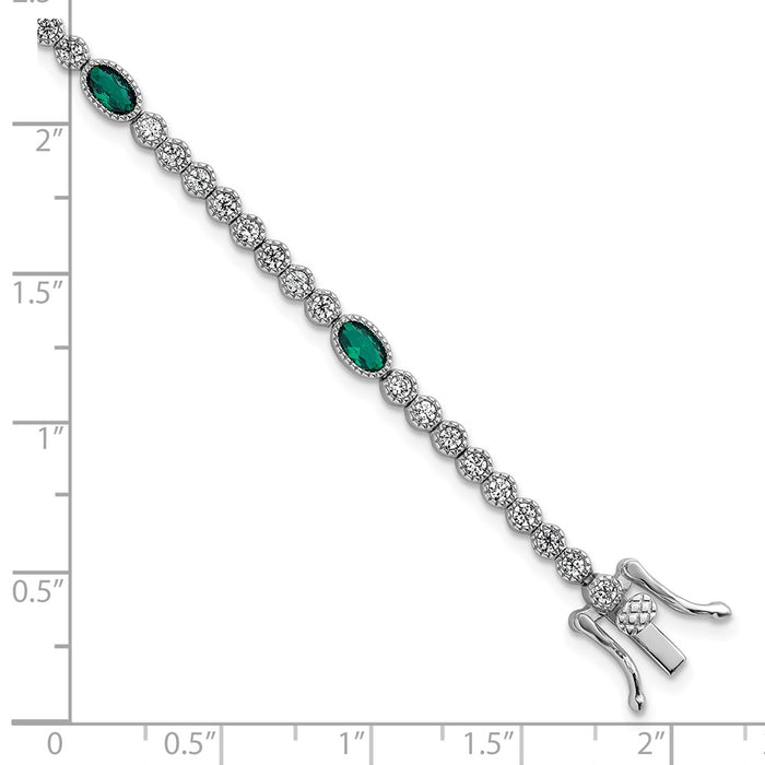 Shop Polished Sterling Silver Rhodium-Plated Bracelet - Stylish 7" with CZ-5