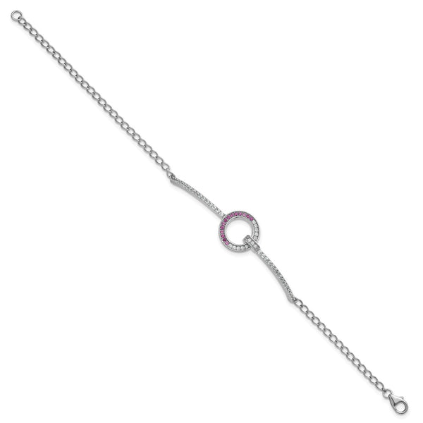 Rhodium-Plated Sterling Silver Bracelet - 7.25" CZ