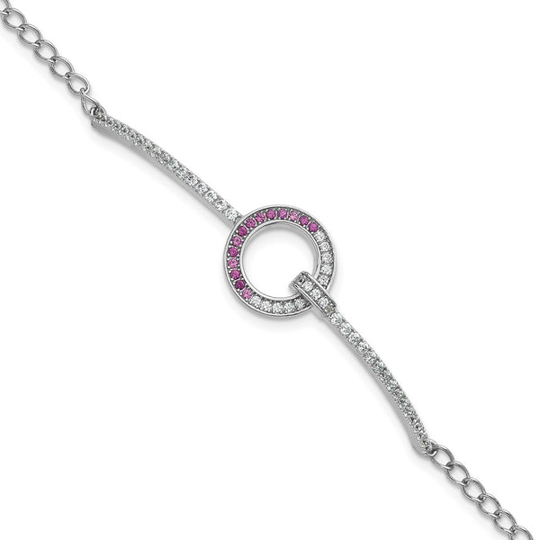 Rhodium-Plated Sterling Silver Bracelet - 7.25" CZ