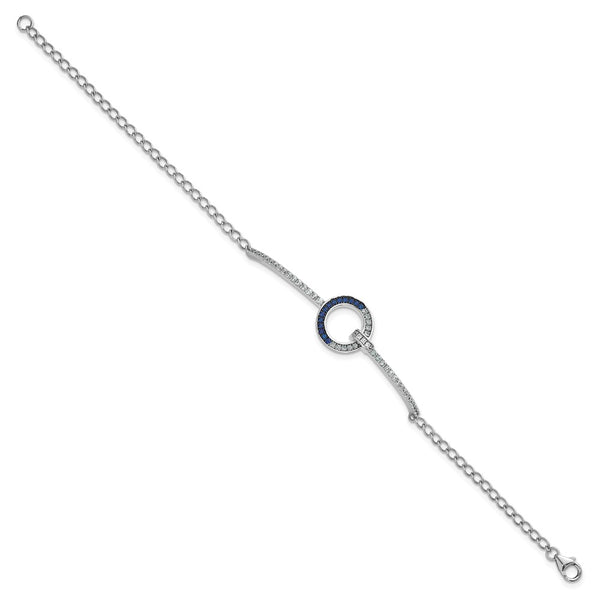 Sterling Silver Open Circle Bracelet - 7.25" CZ