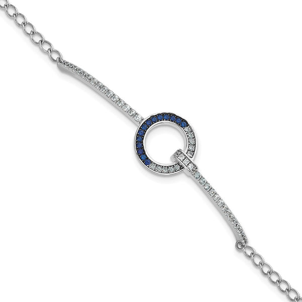 Sterling Silver Open Circle Bracelet - 7.25" CZ