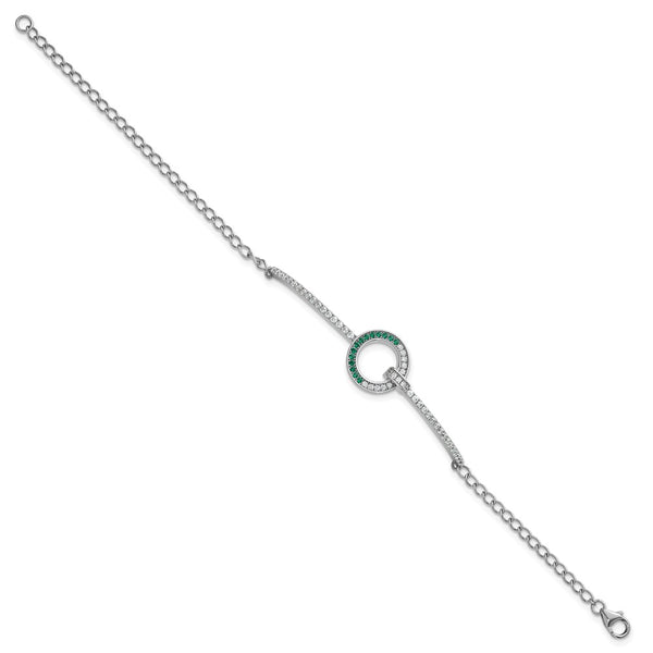 Rhodium-Plated Sterling Silver Bracelet - 7.25 Inches, CZ - Style GR1-1008581