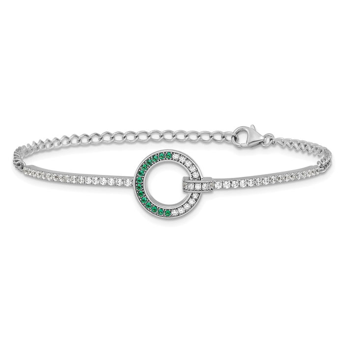 Exclusive Rhodium-Plated Sterling Silver Bracelet - 7.25 Inches, Stylish CZ-3