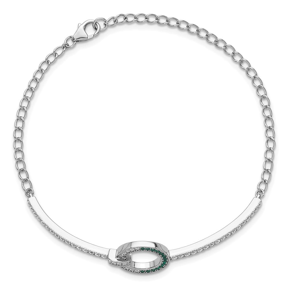 Exclusive Rhodium-Plated Sterling Silver Bracelet - 7.25 Inches, Stylish CZ