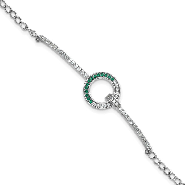 Rhodium-Plated Sterling Silver Bracelet - 7.25 Inches, CZ - Style GR1-1008581