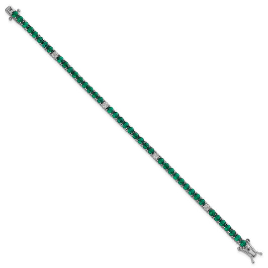 Buy Stylish 7-Inch Polished Round Green & White CZ Bracelet in Silver