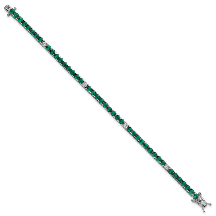 Buy Stylish 7-Inch Polished Round Green & White CZ Bracelet in Silver-2