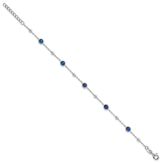 Shop Stylish 7-Inch Sterling Silver Blue CZ Bracelet - Rhodium-Plated Luxury