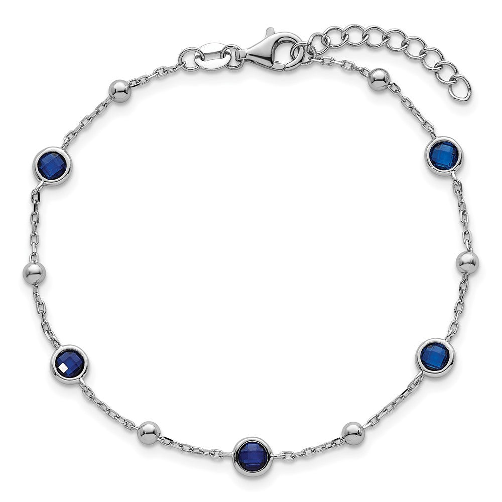 Shop Stylish 7-Inch Sterling Silver Blue CZ Bracelet - Rhodium-Plated Luxury
