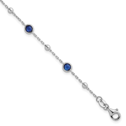 Shop Stylish 7-Inch Sterling Silver Blue CZ Bracelet - Rhodium-Plated Luxury