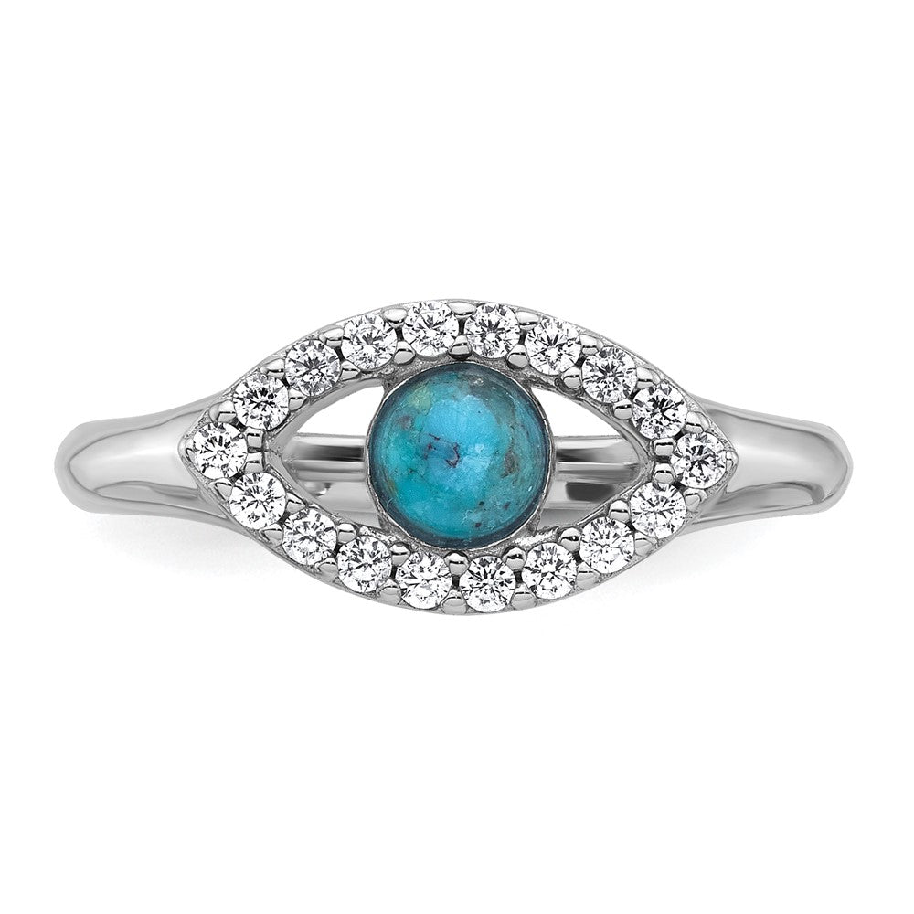 Buy Stylish Sterling Silver Evil Eye Ring - Size 6, Rhodium-Plated CZ & Turquoise