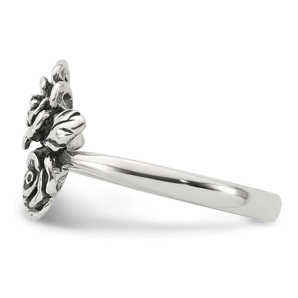 Buy Stylish Antiqued Sterling Silver CZ Floral Ring - Size 8, Affordable Luxury