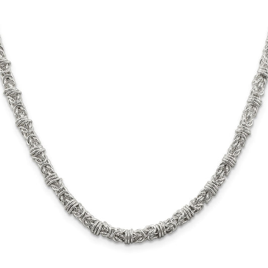 High-Quality 4mm Sterling Silver Fancy Byzantine Chain - Stylish & Affordable!