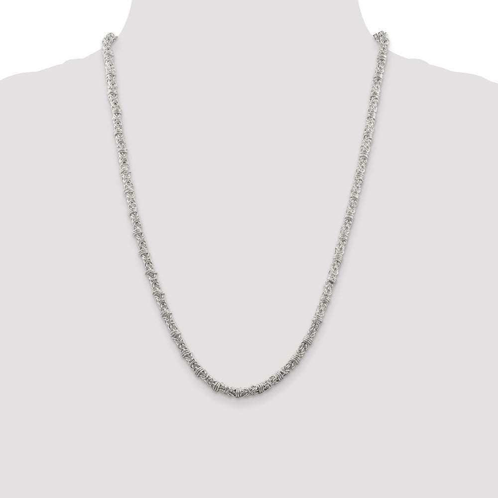 Buy 4mm Elegant Byzantine Chain in High-Quality Sterling Silver - Stylish Value!