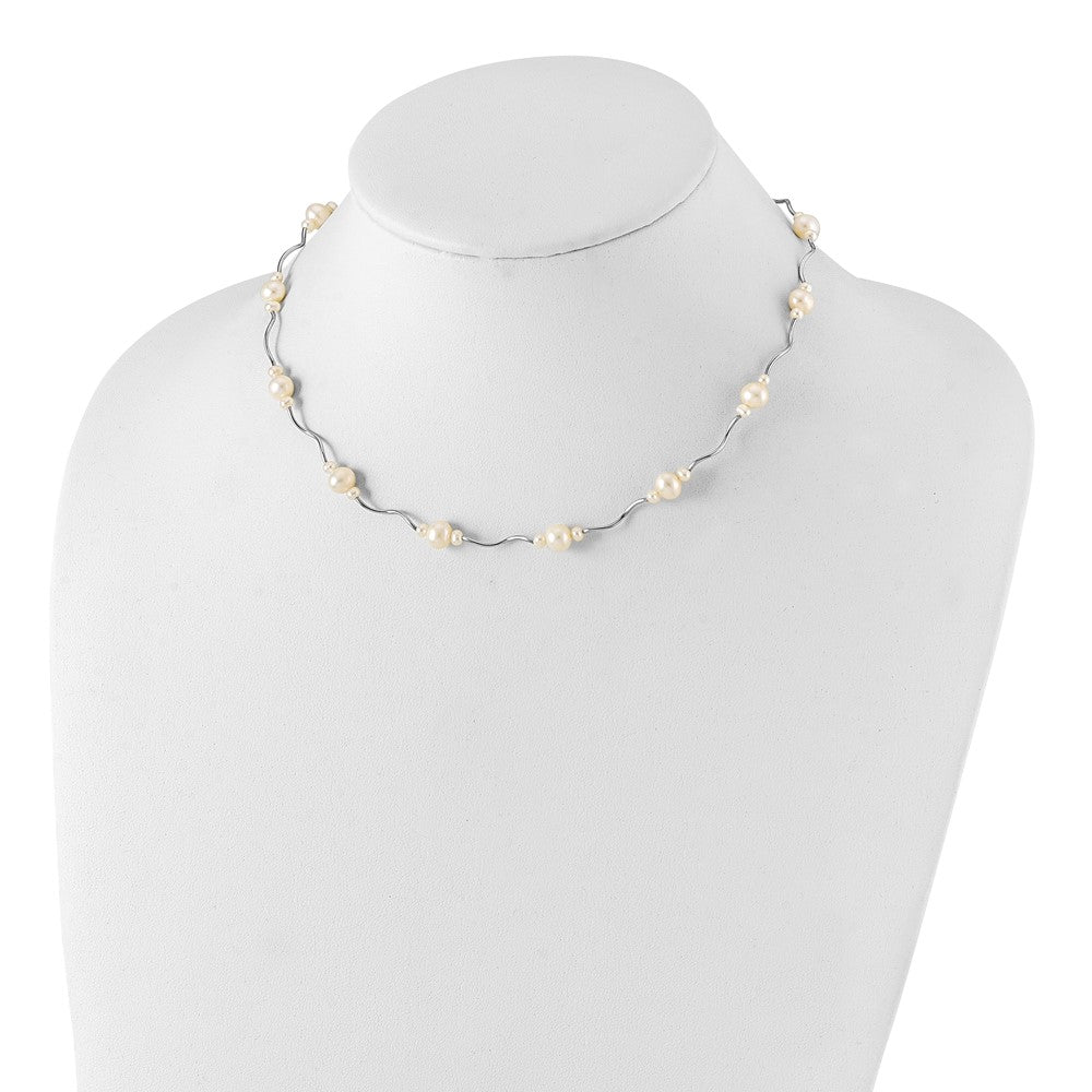Buy Stylish 16-Inch Rhodium-Plated Necklace with 13 Freshwater Pearls