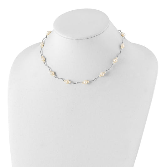 Buy Stylish 16-Inch Rhodium-Plated Necklace with 13 Freshwater Pearls