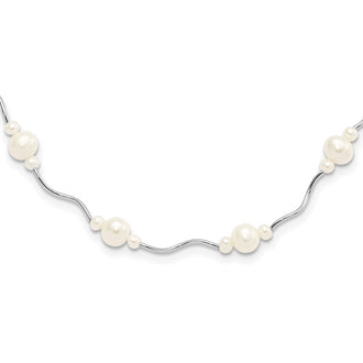 Buy Stylish 16-Inch Rhodium-Plated Necklace with 13 Freshwater Pearls