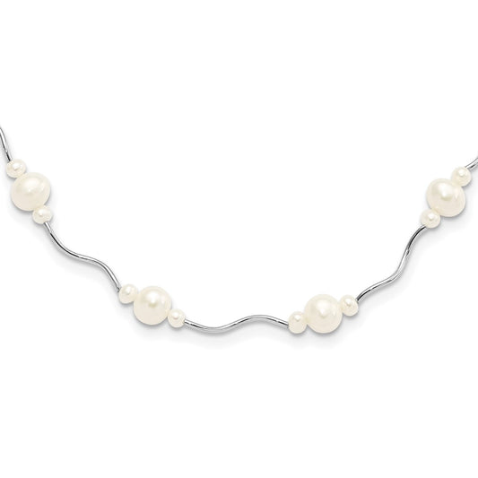 Buy Stylish 16-Inch Rhodium-Plated Necklace with 13 Freshwater Pearls