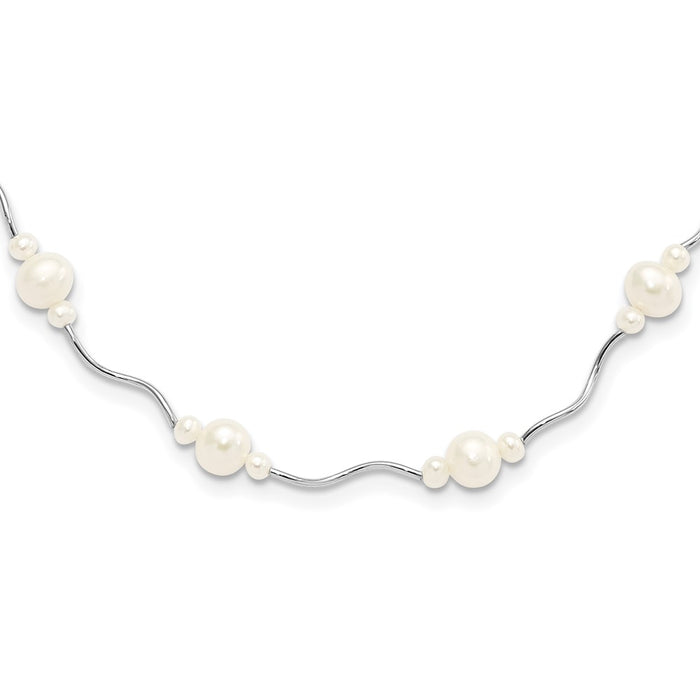 Buy Stylish 16-Inch Rhodium-Plated Necklace with 13 Freshwater Pearls-1
