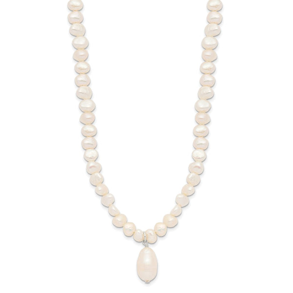 18-Inch Sterling Silver Freshwater Pearl Drop Necklace