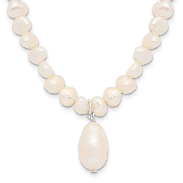 18-Inch Sterling Silver Freshwater Pearl Drop Necklace