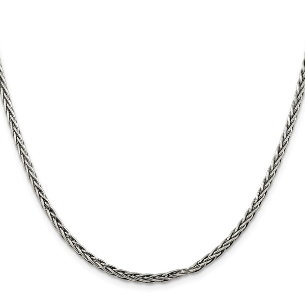 3.25mm Antiqued Sterling Silver Square Spiga Chain