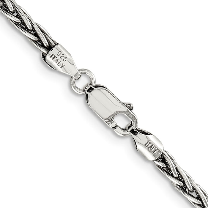 Buy Exclusive 3.25mm Antiqued Sterling Silver Solid Square Spiga Chain - Stylish Value!-3