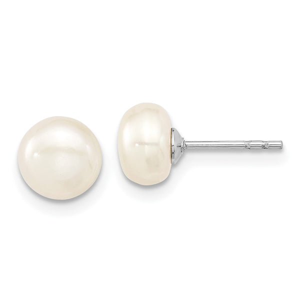 17-Inch Sterling Silver Necklace & Earrings Set with 7-8mm Pearls