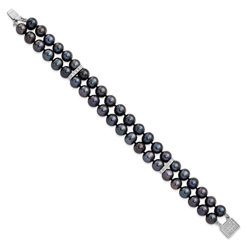 Buy Exclusive Rhodium-Plated Sterling Silver Bracelet with 7-8mm Pearls, Stylish!
