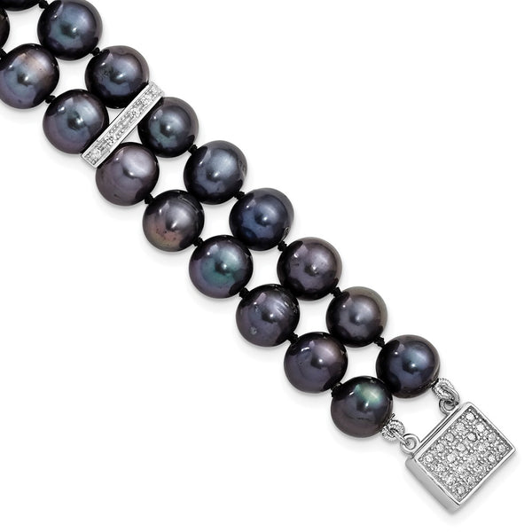 Rhodium-Plated Sterling Silver Bracelet with 7-8mm Pearls