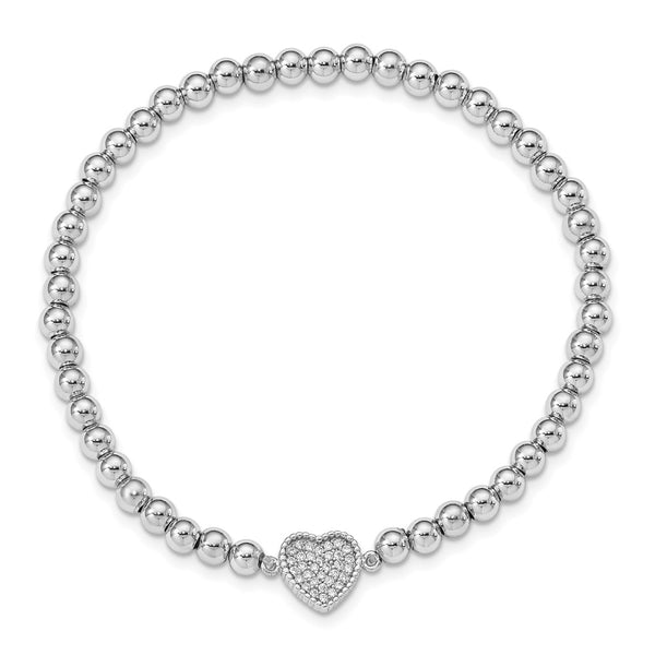 Rhodium-Plated Sterling Silver CZ Heart Bracelet - Style GR1-1008596