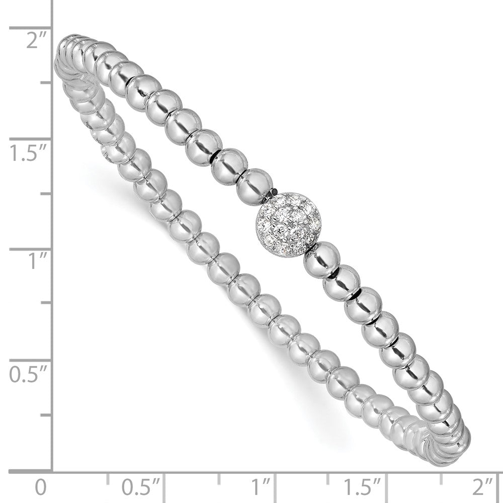 High-Quality Rhodium-Plated Sterling Silver CZ Stretch Bracelet - Stylish Value!
