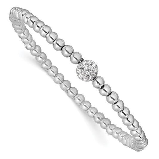 High-Quality Rhodium-Plated Sterling Silver CZ Stretch Bracelet - Stylish Value!