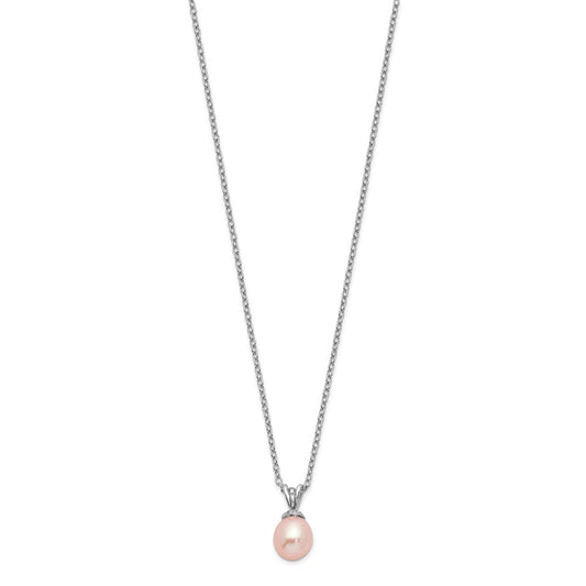 Exclusive 14K Gold Rhodium-Plated Necklace with 6-7mm Pink Pearls - Stylish Value!