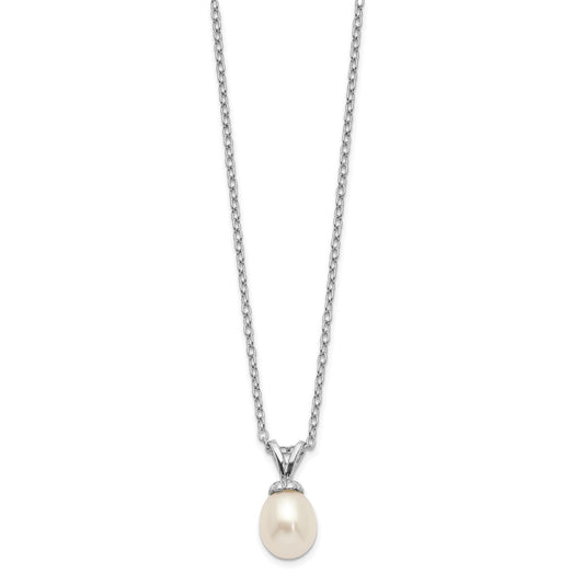 Exclusive 14K Rhodium-Plated Necklace with 6-7mm Pearls - Affordable Luxury