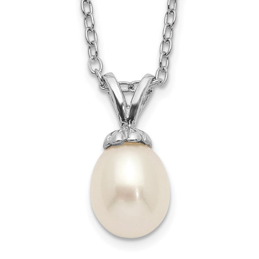 Exclusive 14K Rhodium-Plated Necklace with 6-7mm Pearls - Affordable Luxury
