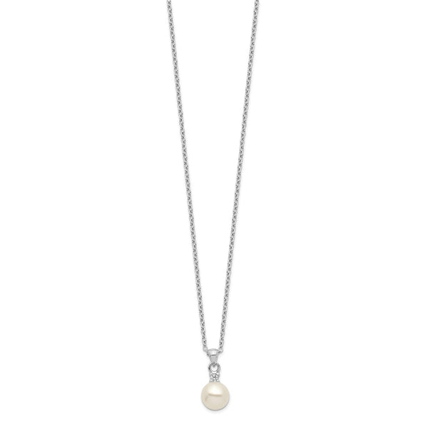 Rhodium-Plated Sterling Silver Necklace with 6-7mm Pearls