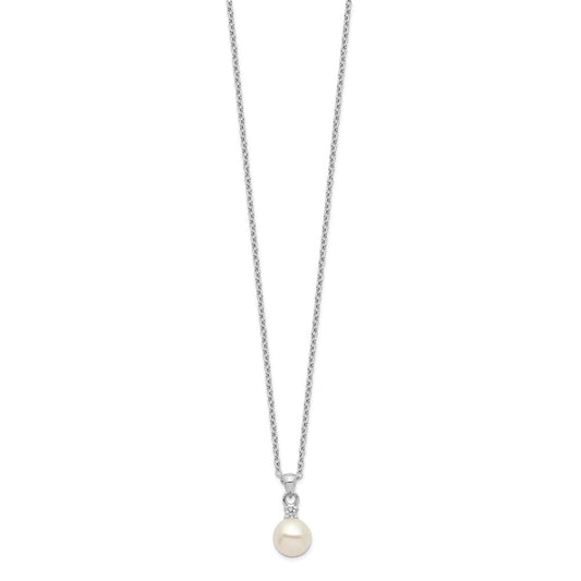 Buy Stylish Rhodium-Plated Sterling Silver Necklace with 6-7mm Pearls