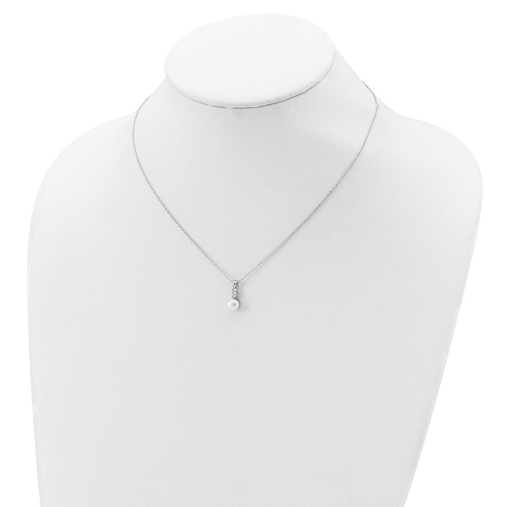 Buy Stylish Rhodium-Plated Sterling Silver Necklace with 6-7mm Pearls